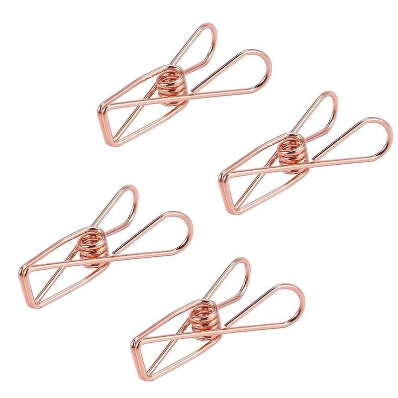 Pack Of 25 Rose Gold Small Metal Clips - Multi-purpose Clothesline