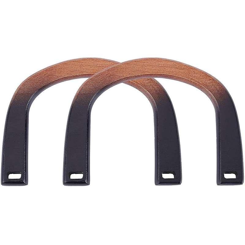 2pcs Wooden Purse Handles U-shaped Wooden Handles for Beach Bag