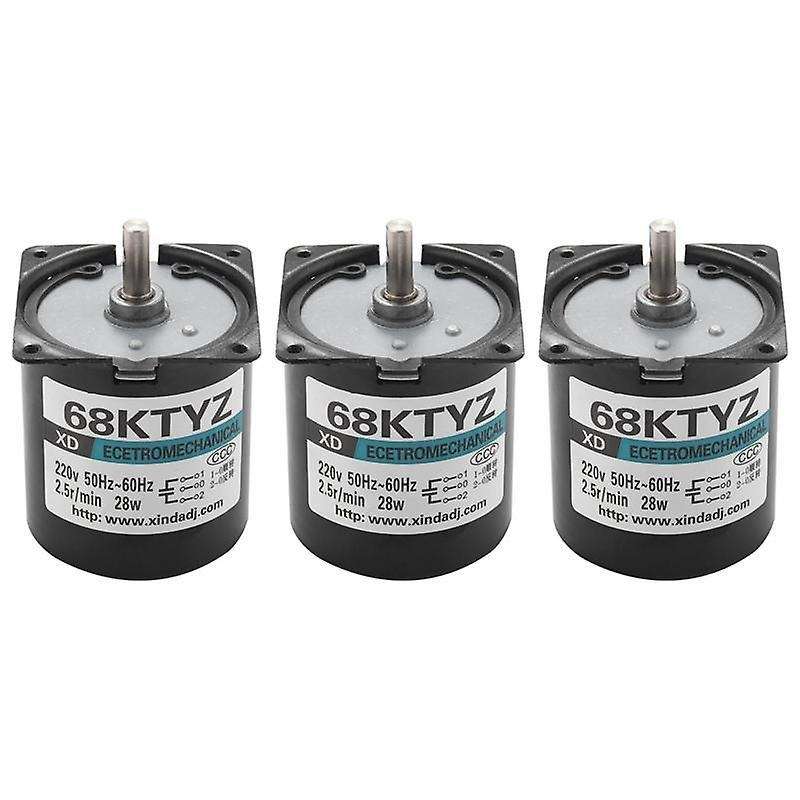 3pcs Ac 220v 28w 2.5r/min Large Torque Permanent Magnet Gear Motor