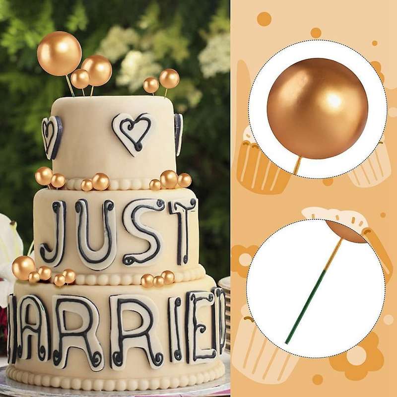 Mini Round Balls Cupcake Toppers Diy Cake Insert Topper for Birthday