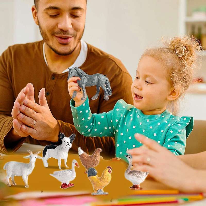 12pcs Tiny Farm Animal Figures Toy, for Kids Children Toddlers