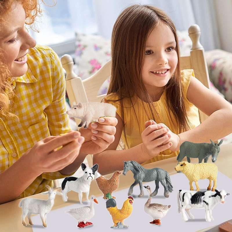 12pcs Tiny Farm Animal Figures Toy, for Kids Children Toddlers