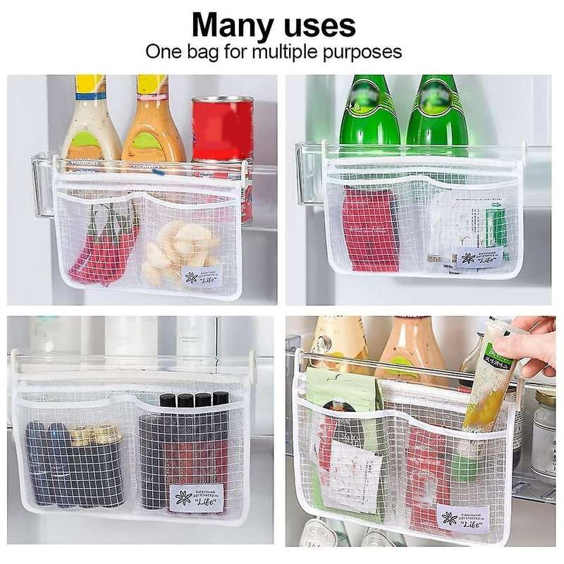 Fridge Hanging Bag for Kitchen Household Sundries Sorting Bag (white)