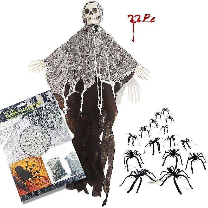 Halloween Decor Props Scary Halloween Hanging Ghost with Skull Face