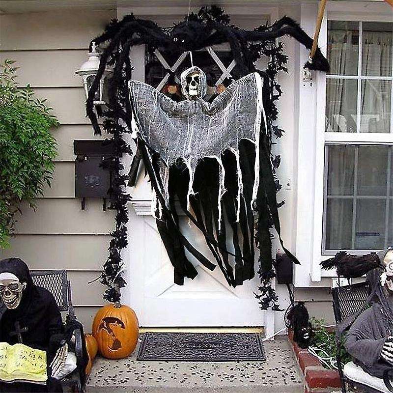 Halloween Decor Props Scary Halloween Hanging Ghost with Skull Face