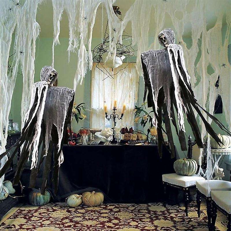 Halloween Decor Props Scary Halloween Hanging Ghost with Skull Face