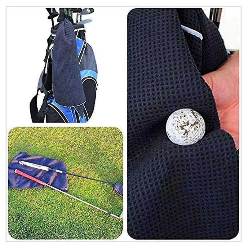 2 Pcs Sports Towel Golf Towel with Hook and Loop(black + Blue)