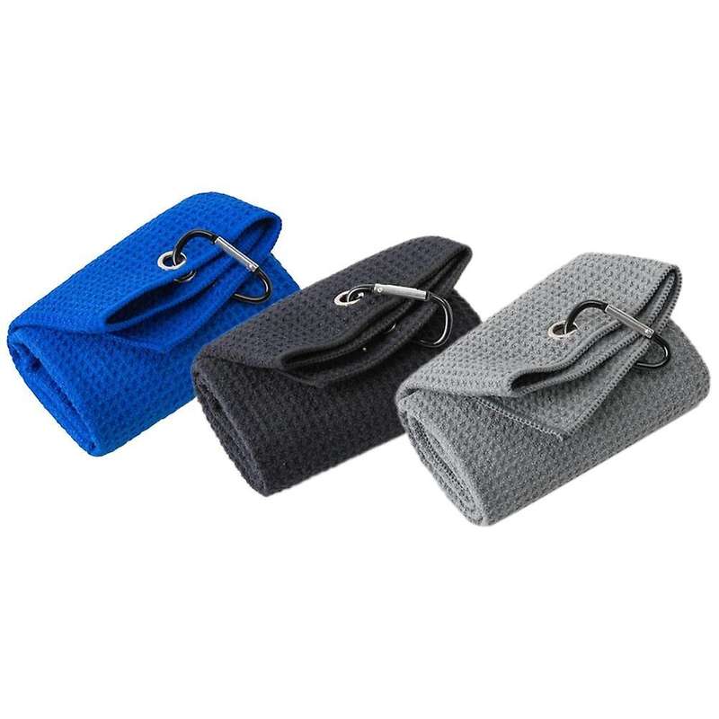 2 Pcs Sports Towel Golf Towel with Hook and Loop(black + Blue)