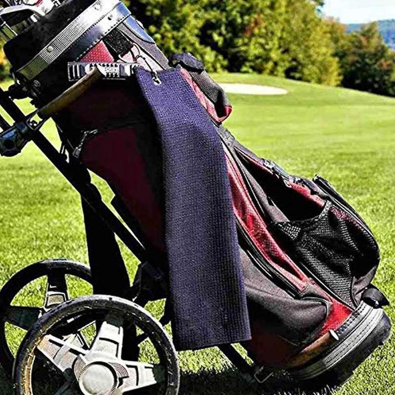 2 Pcs Sports Towel Golf Towel with Hook and Loop(black + Blue)