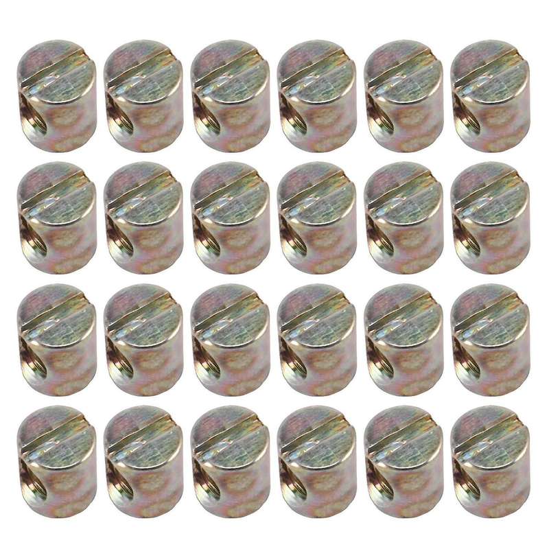 24 Pieces M6 Barrel Nuts Cross Dowels Slotted Nuts for Furniture Beds