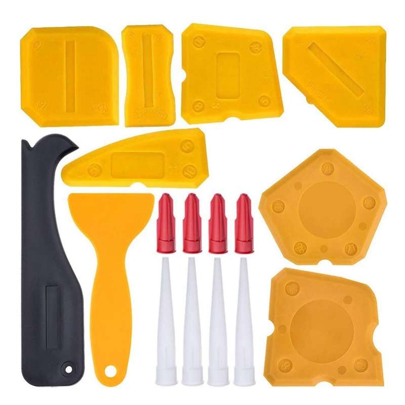17 Pieces Caulking Tool Kit Silicone Sealant Finishing Tool(yellow)