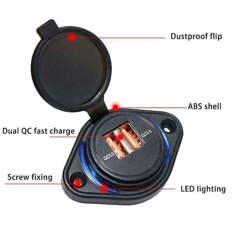 Qc3.0 Universal Car Charger Power Outlet Car Charger Blue Light