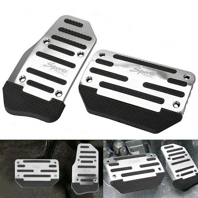2x Non-slip Automatic Gas Brake Foot Pedal Car Accessories Silver