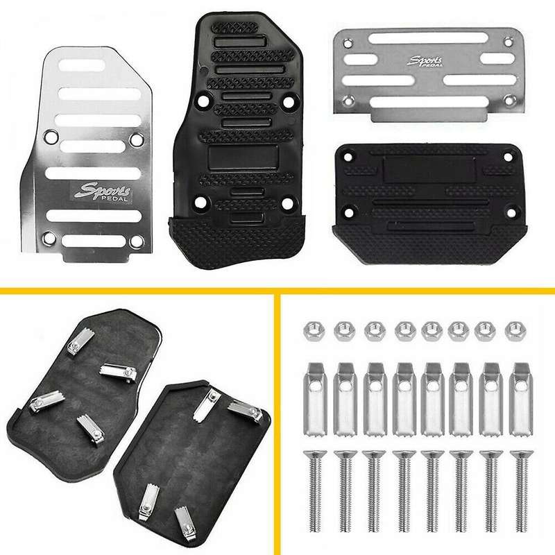 2x Non-slip Automatic Gas Brake Foot Pedal Car Accessories Silver