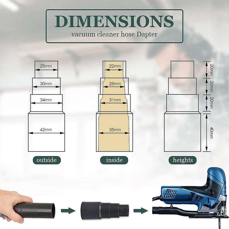 Universal Vacuum Cleaner Power Tool Adaptor, 8 Pcs Vacuum Hose