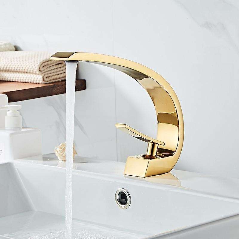 Spout Mixer Faucet Kitchen Bathroom Faucet Single Hole Wall Gold