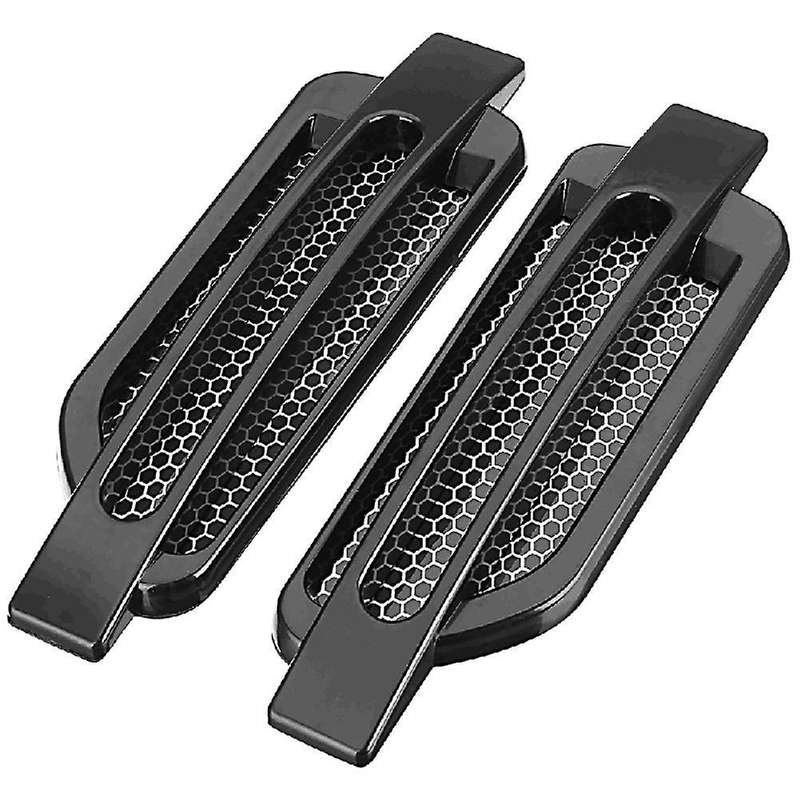 2x Jdm Sporty Black Side Fender Hood Air Flow Intake Decor Covers