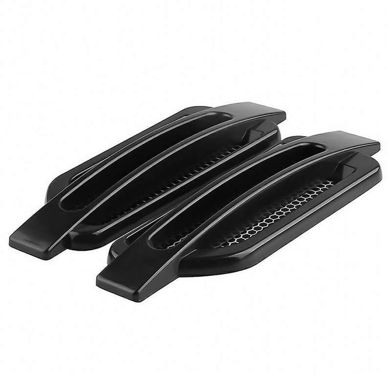 2x Jdm Sporty Black Side Fender Hood Air Flow Intake Decor Covers
