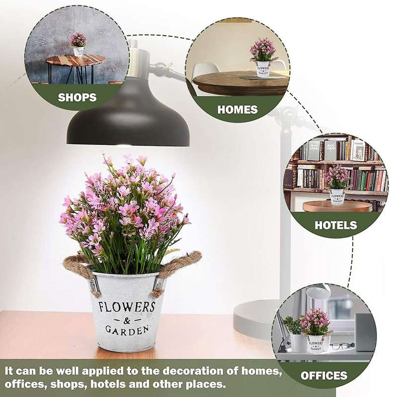 Artificial Bonsai Flower Fake Flowers with Vase Iron Sheet Pink