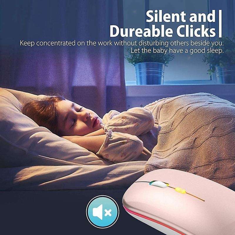 Led Wireless Mouse,with Usb & Type-c Receiver, for Laptop(rose Gold)