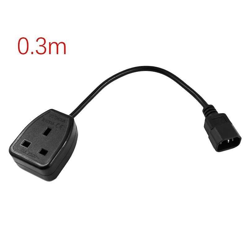 Iec C14 Male Plug to Uk 3pin Female Socket Power Adapter Cable (0.3m)