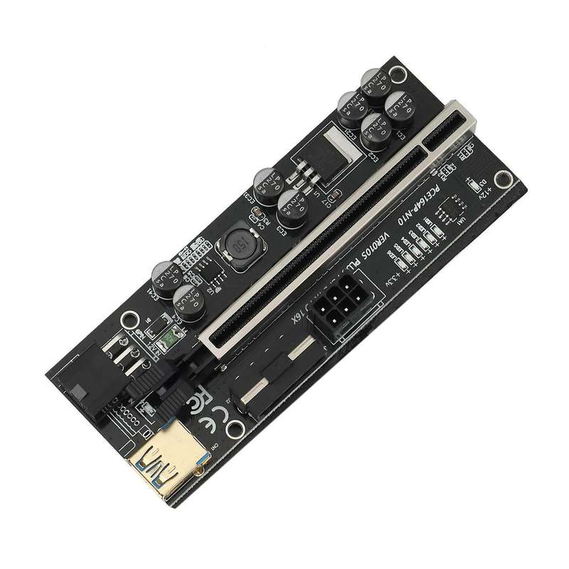8x 16x Extender Pcie Riser Adapter Card Sata 6pin Power Black(1set)
