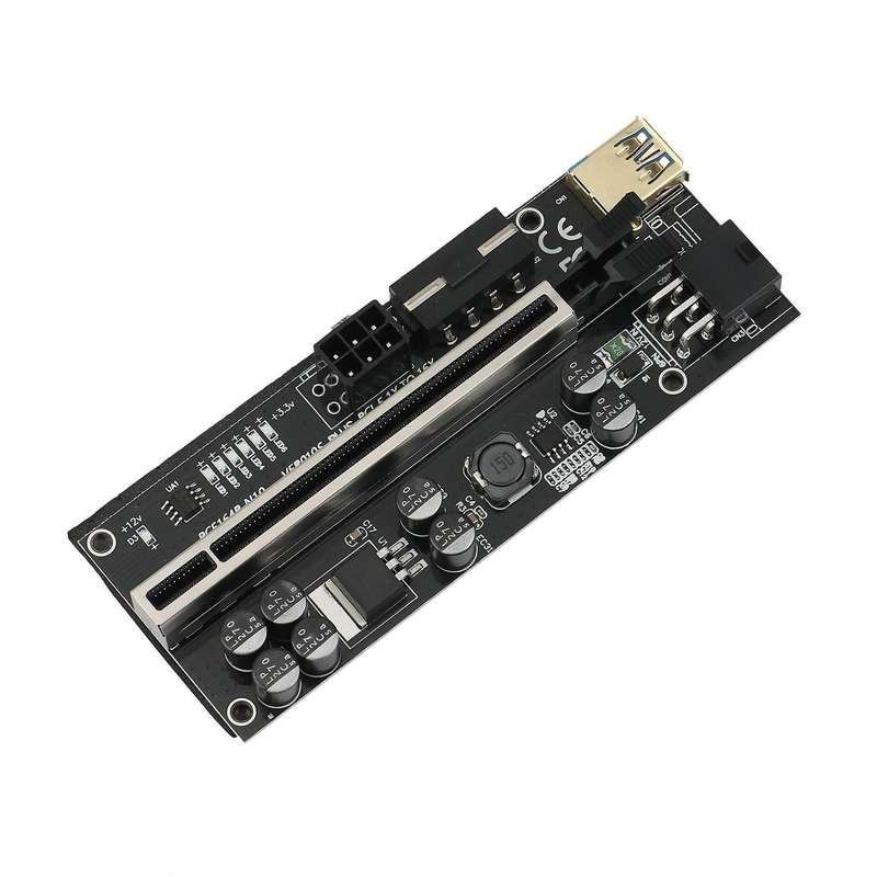 8x 16x Extender Pcie Riser Adapter Card Sata 6pin Power Black(1set)