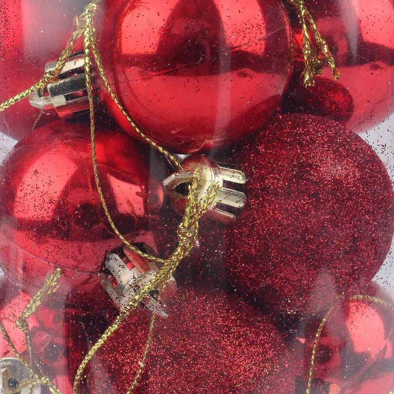 24pcs 6cm Christmas Balls, Electroplating New Year Bright (red)