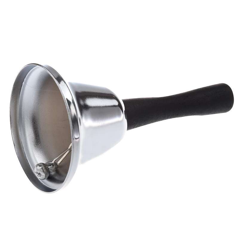 Black Wooden Handle School Silver Tone Handbell