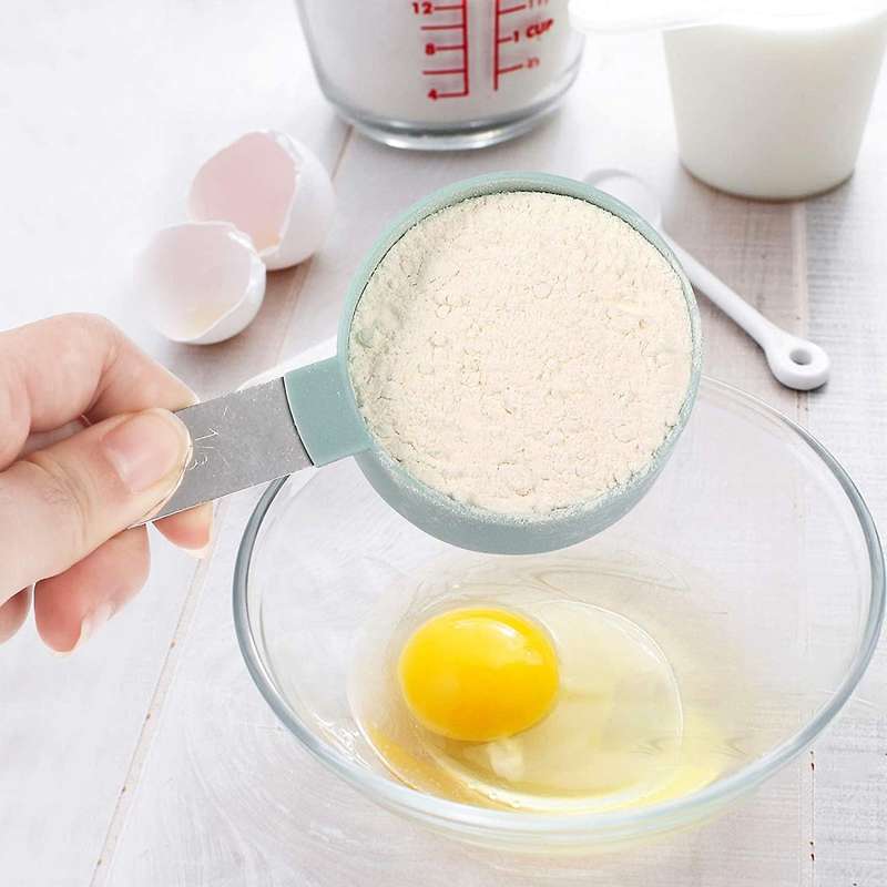 Cups and Spoons Set Of 8 Pcs,measure Cups with Stainless Steel Handle