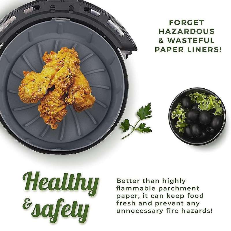 Air Fryer Silicone Pot, with Removable Base,accessories Gray 6.3inch
