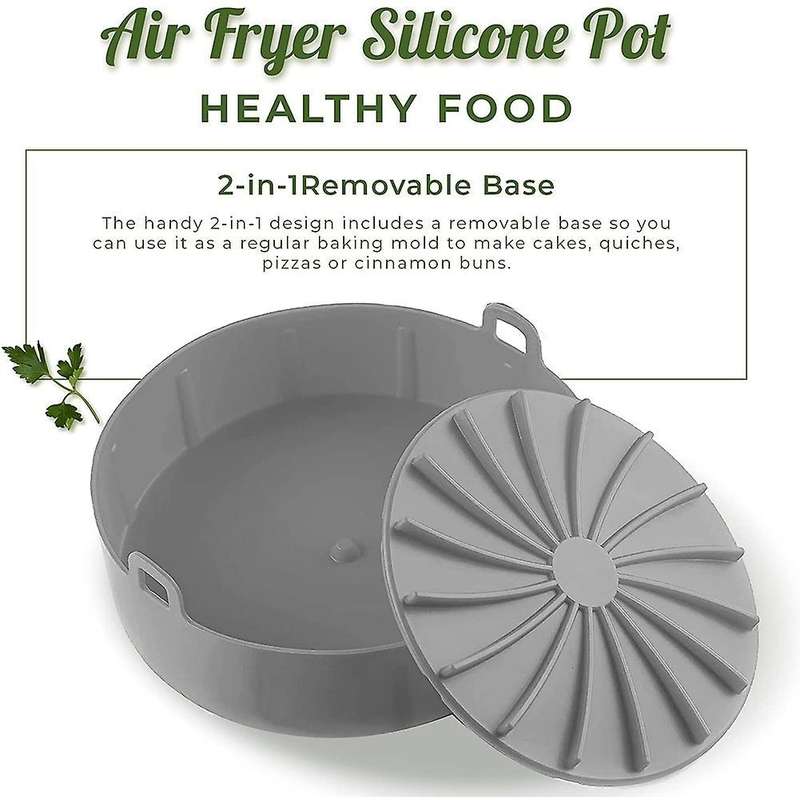 Air Fryer Silicone Pot, with Removable Base,accessories Gray 6.3inch