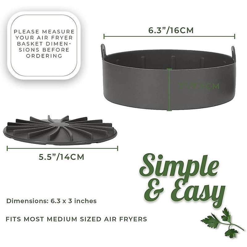 Air Fryer Silicone Pot, with Removable Base,accessories Gray 6.3inch