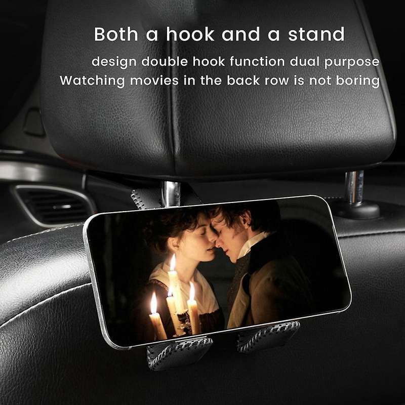 2pcs Car Headrest Hooks Pu Back Seat for Purses,grocery, Coats Beige