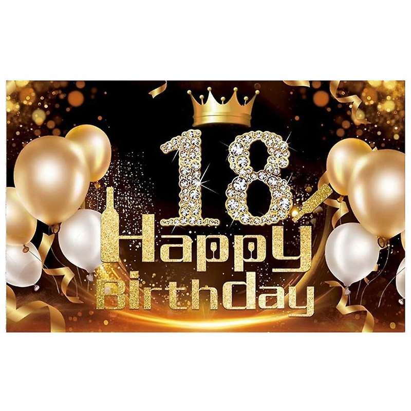 Black Gold Banner 18th Birthday Decoration Girl Birthday Background