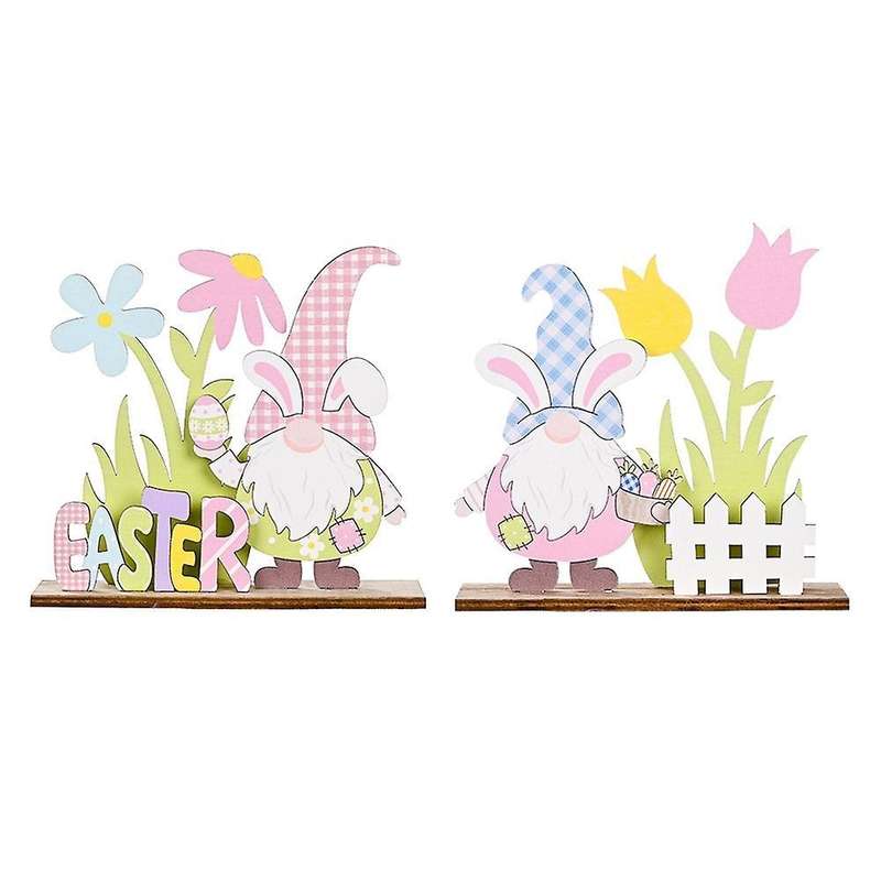 2pcs Wooden Crafts Easter Decoration for Home Diy Easter Party Decor