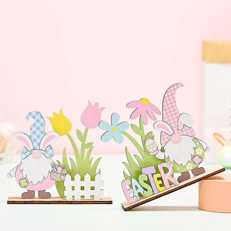 2pcs Wooden Crafts Easter Decoration for Home Diy Easter Party Decor