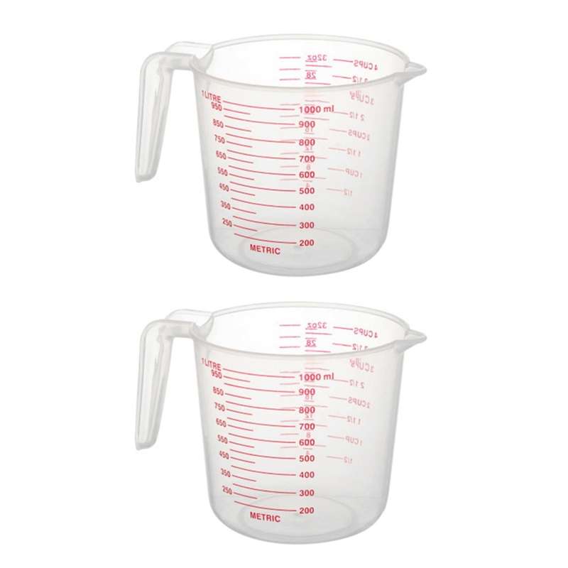 2x 1000ml Measuring Cup Baking Tool Kitchen Tool Plastic with Scale