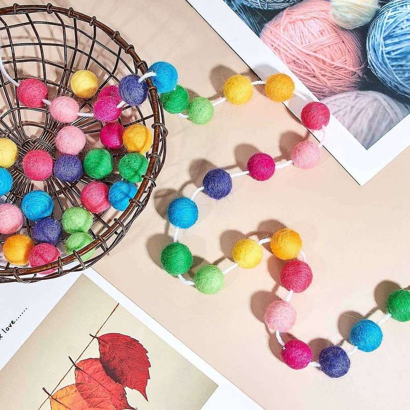 Ball Garland Colorful Handmade 28 Balls for Wall Decoration (2 Sets)