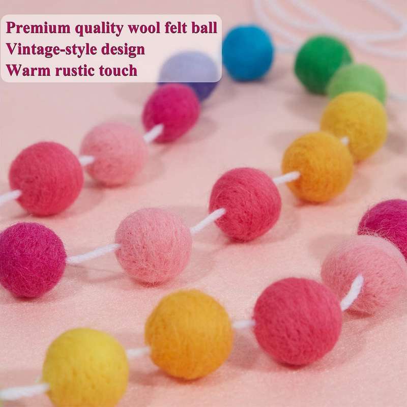 Ball Garland Colorful Handmade 28 Balls for Wall Decoration (2 Sets)