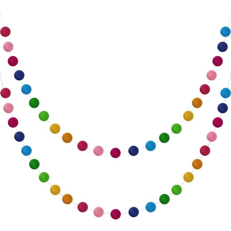Ball Garland Colorful Handmade 28 Balls for Wall Decoration (2 Sets)