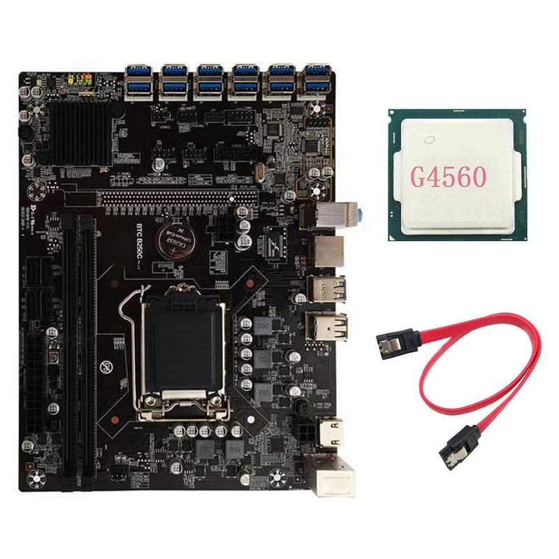 B250c Btc Mining Motherboard with G4560 Cpu+sata Cable Lga1151