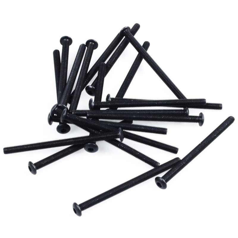 M3 X 45mm Alloy Steel Hex Socket Button Head Screws Black 20 Pcs