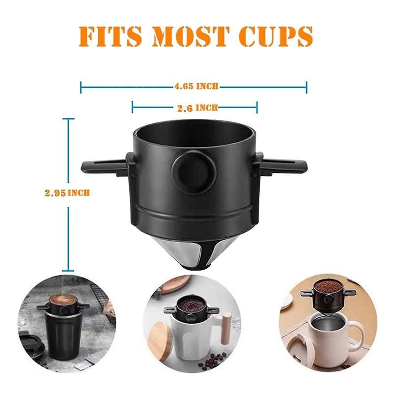 2pcs Foldable Coffee Filter Stainless Steel Drip Coffee Tea Holder