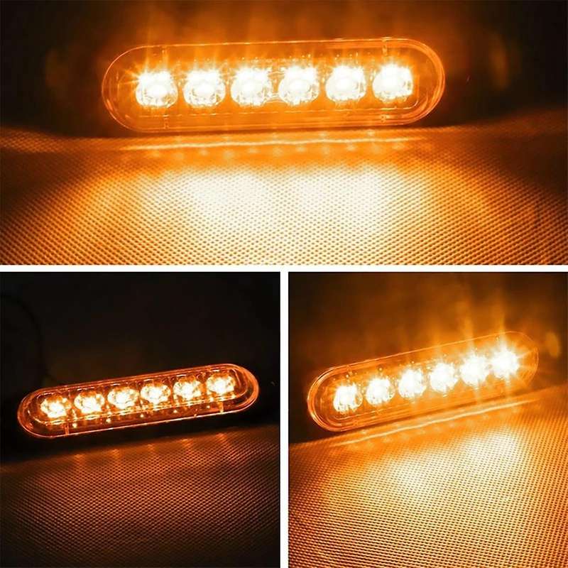 4pcs 6led Led Light Head Emergency Beacon Hazard Warning Light White