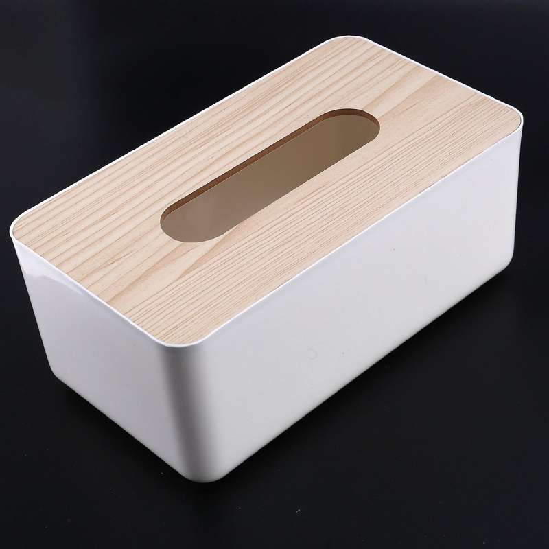 Tissue Box Wooden Lid Sanitary Paper Box Solid Wood Napkin Holder Box
