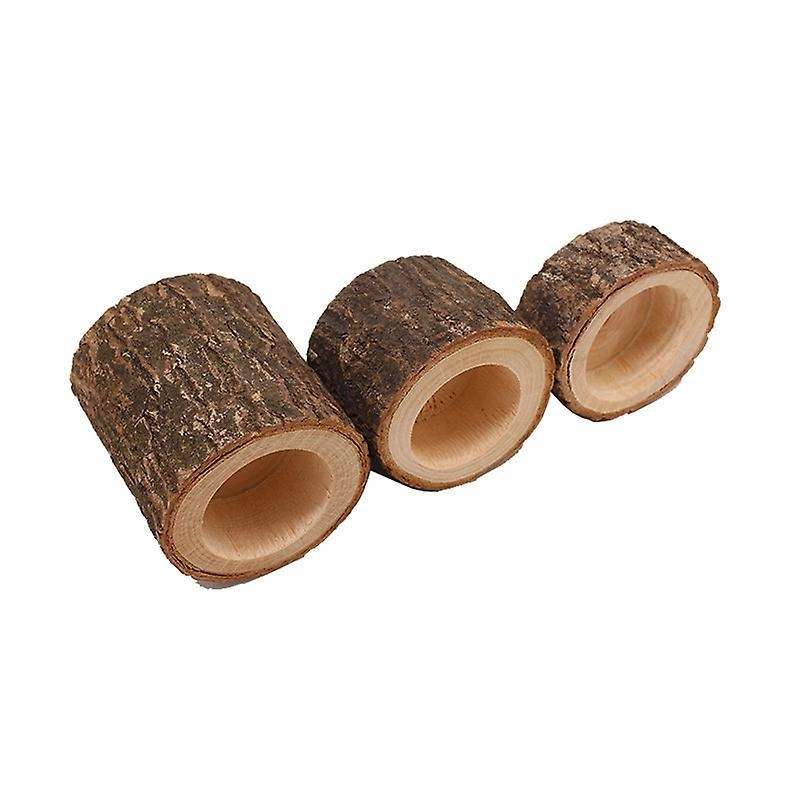 Vintage Wooden Tree Branch Candle Holder Dinner Deco 3-piece Set