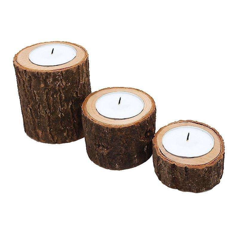 Vintage Wooden Tree Branch Candle Holder Dinner Deco 3-piece Set