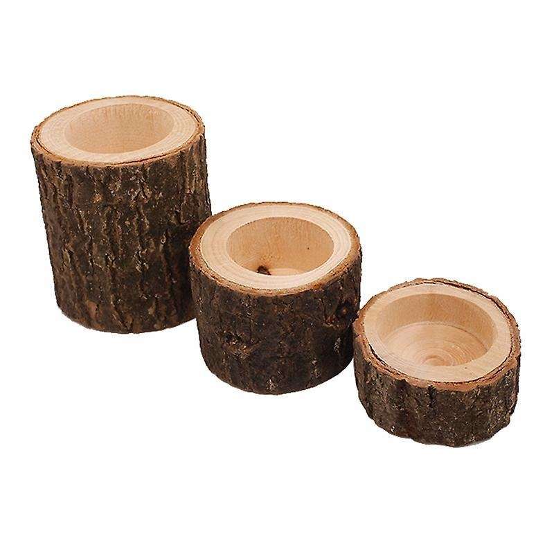 Vintage Wooden Tree Branch Candle Holder Dinner Deco 3-piece Set