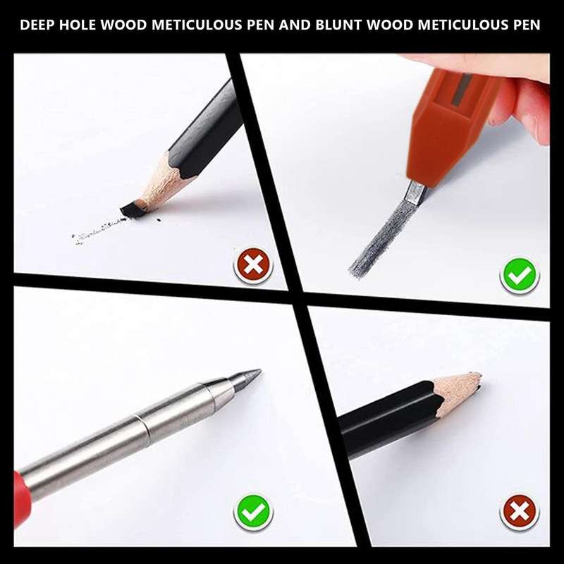 2 Packs Carpenters Pencil and Black Refills Tool Pens Woodworking